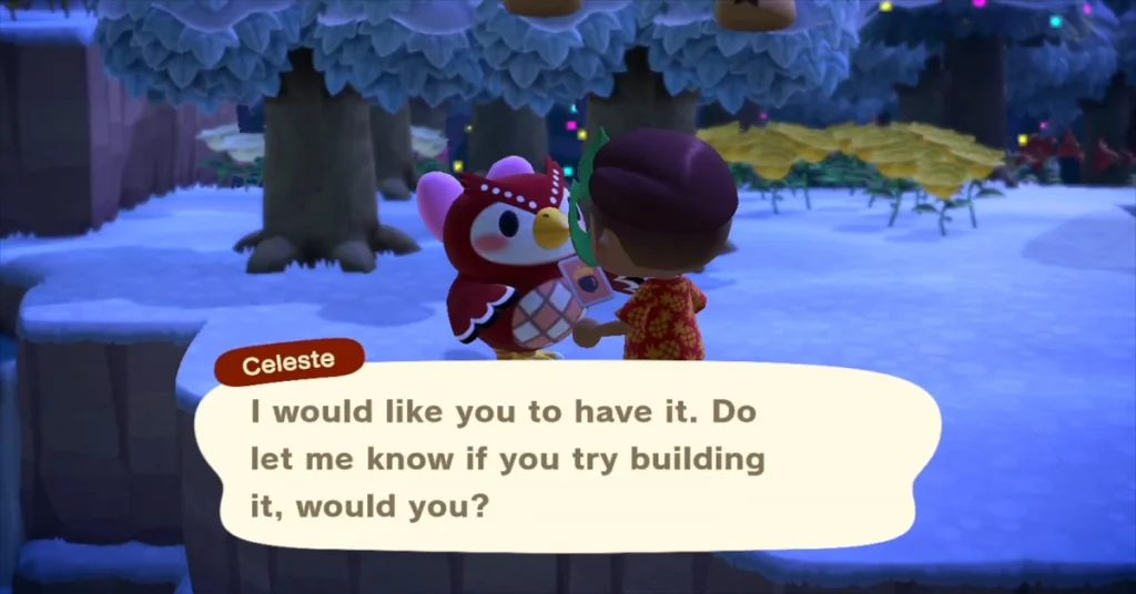 celeste having conversation with a player
