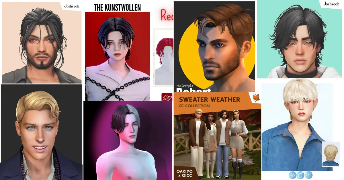 sims 4 cc male hair - maxis match & alpha