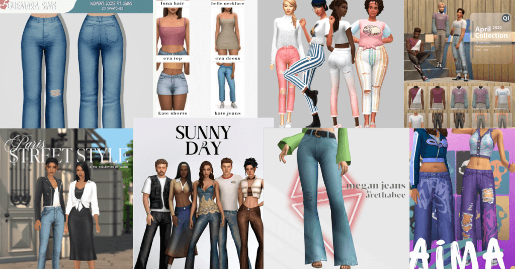 male and female sims 4 jeans and outfits packs
