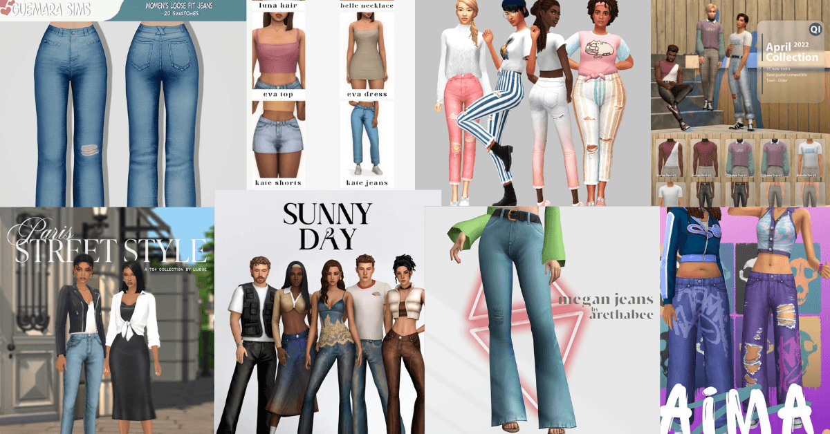 male and female sims 4 jeans and outfits packs