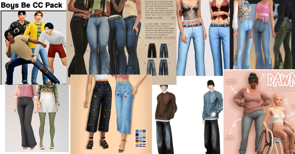 sims 4 male & female jeans clothing collection cc