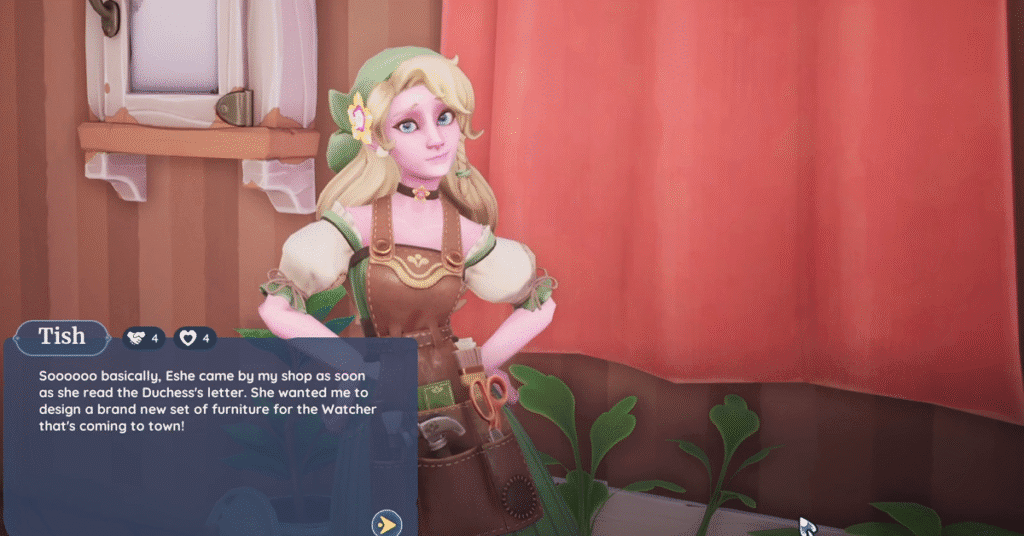 meet with tish about the furniture_fit for a watcher palia quest