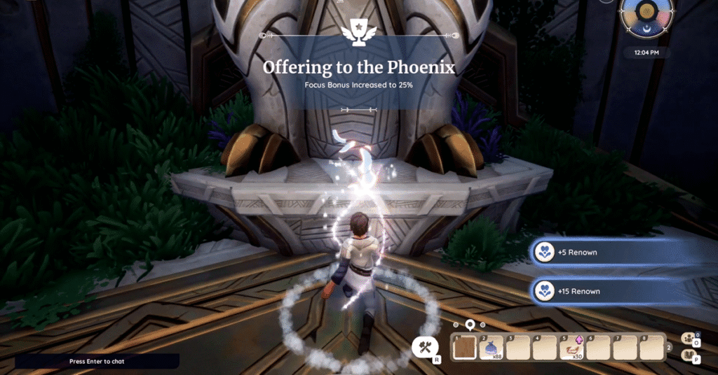 Communing with the Phoenix & Receiving Focus Bonus_The Phoenix Shrine Quest Guide in Palia