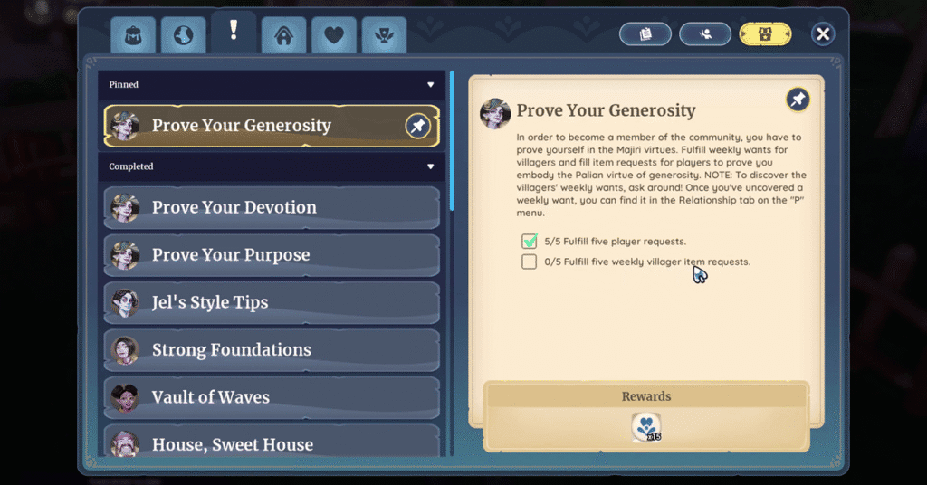 Completing Player Requests_Prove Your Generosity Quest Palia