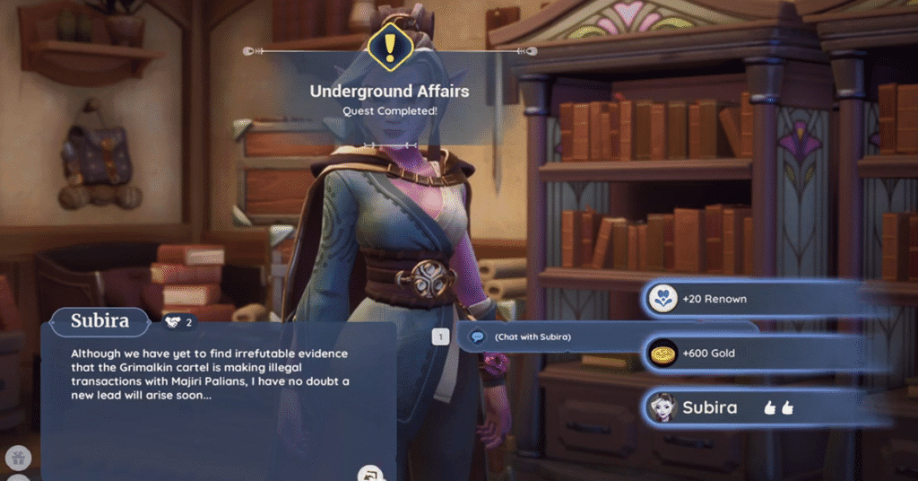 report back to subira_underground affairs palia quest