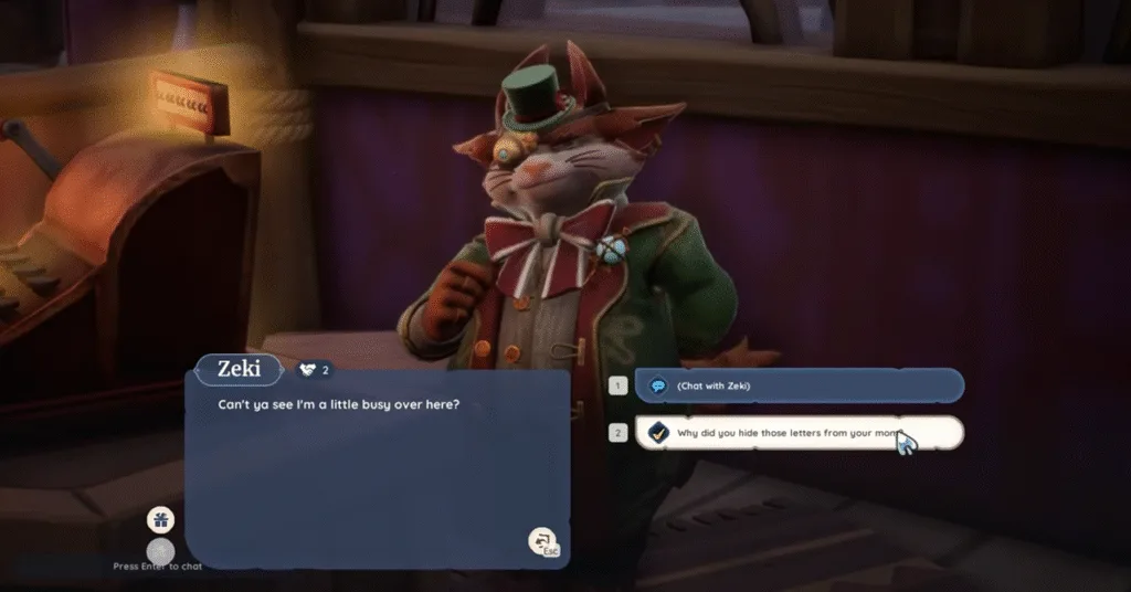 Confronting Zeki About the Letter_Palia Mystery Cargo Quest